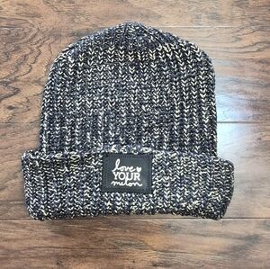 Love Your Melon Black & Gold Knit Cuffed Beanie